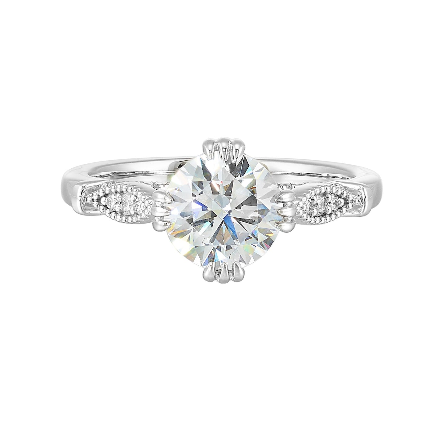 14Kt White Semi Mount 1/4Ctw For 1 1/2Ctw Round Center