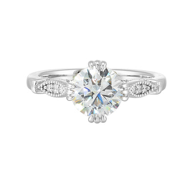 14Kt White Semi Mount 1/4Ctw For 1 1/2Ctw Round Center
