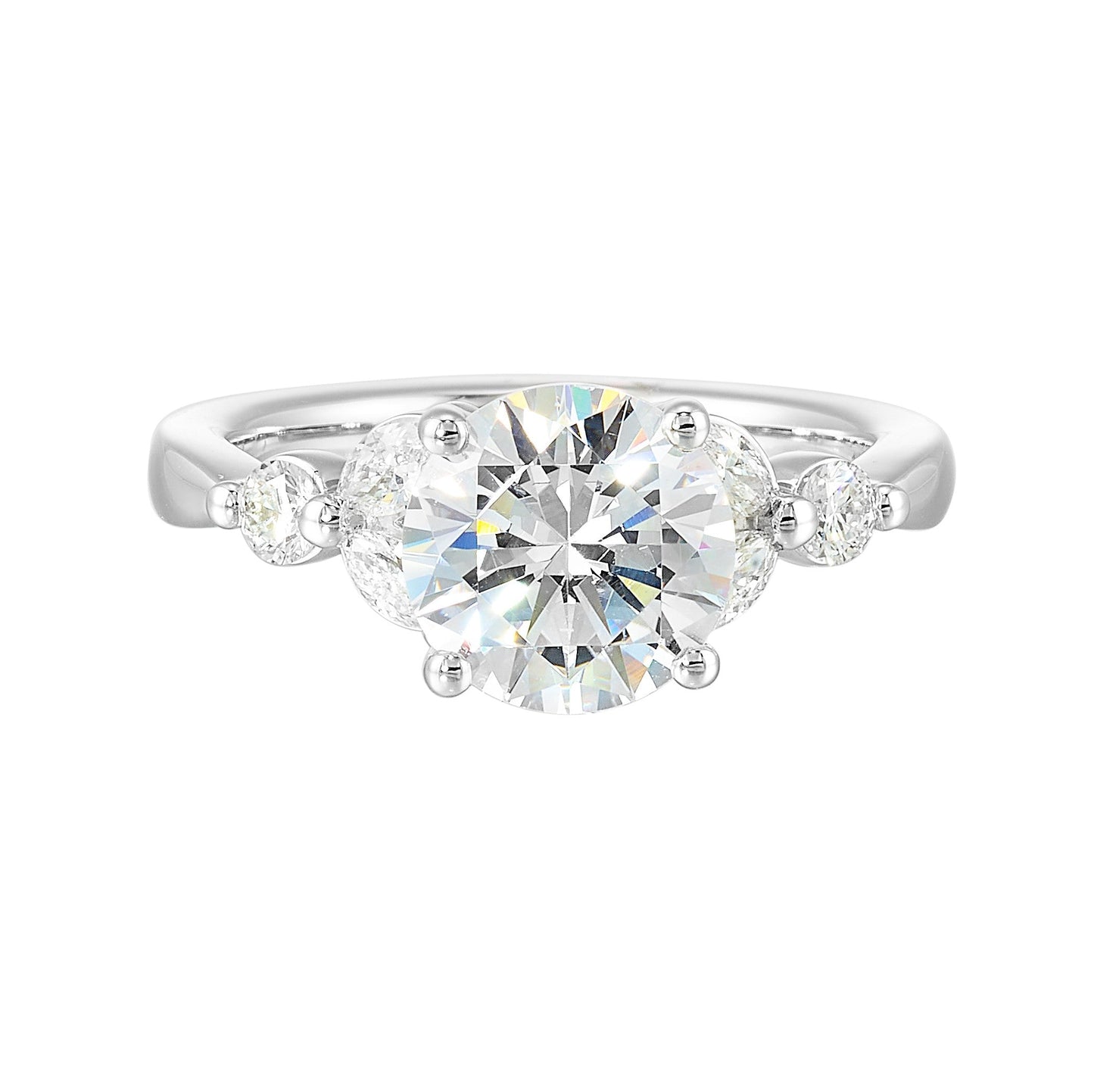 14Kt White Semi Mount 1/2Ctw For 2Ctw Round Center