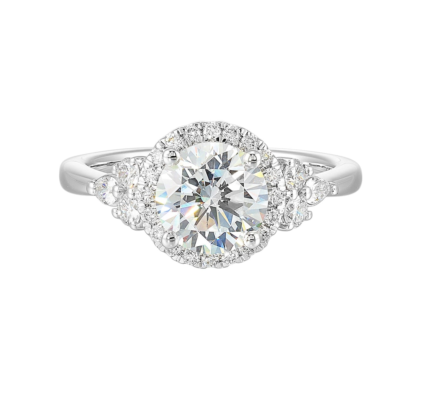 14Kt White Semi Mount 3/8Ctw For 1 1/2Ctw Round Center