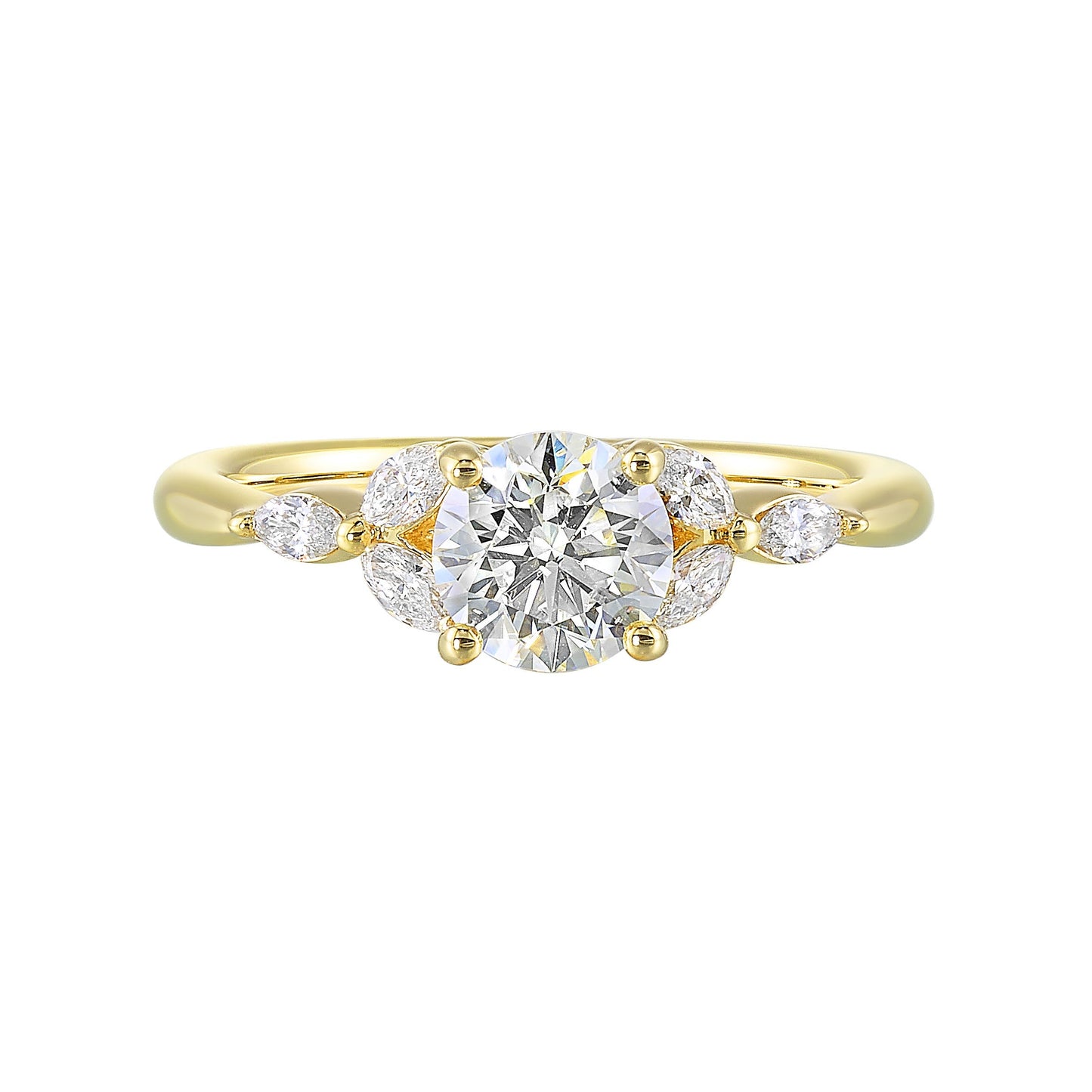 14Kt Yellow Semi Mount 1/5Ctw For 1Ctw Round Center