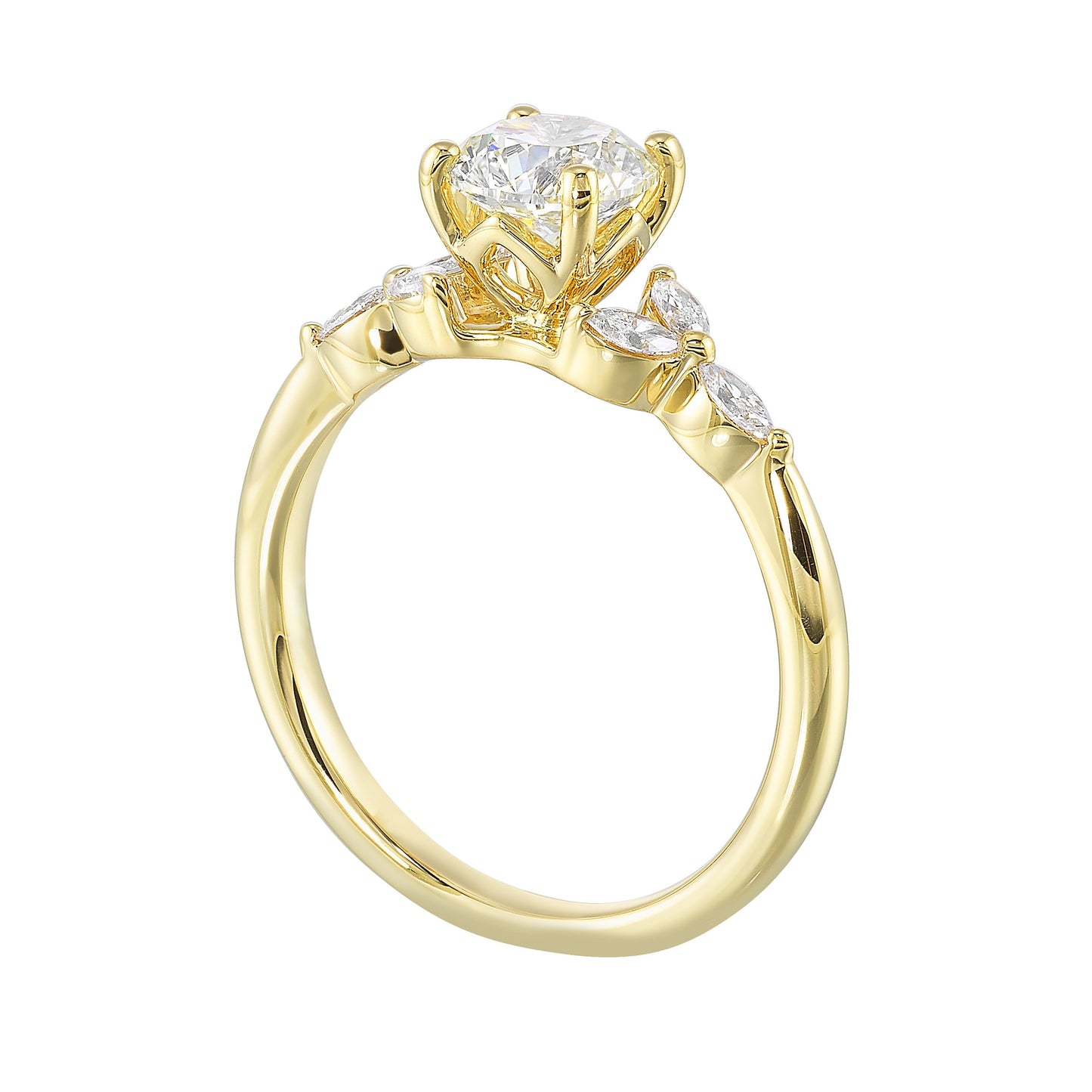 14Kt Yellow Semi Mount 1/5Ctw For 1Ctw Round Center