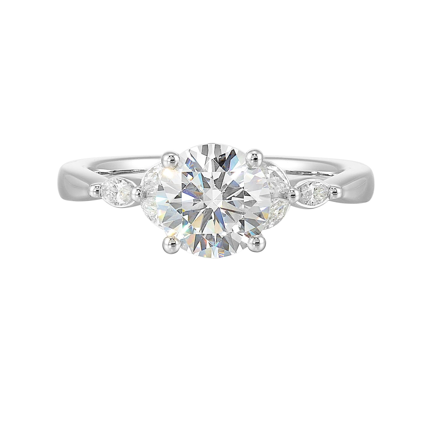 14Kt White Semi Mount 1/5Ctw For 1 1/2Ctw Round Center