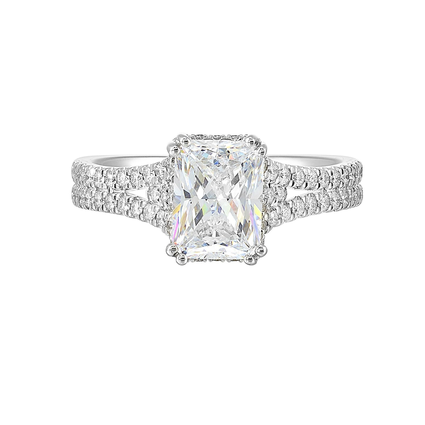 14Kt White Semi Mount 3/8Ctw For 2Ctw Radiant Center