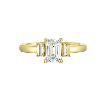 14Kt Yellow Semi Mount 1/5Ctw For 1 1/2Ctw Emerald Cut Center