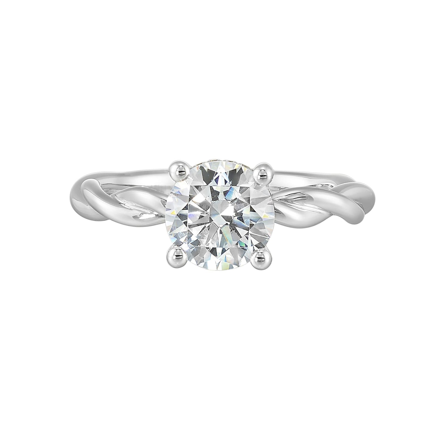 14Kt White Semi Mount 1/20Ctw For 1 1/2Ctw Round Center