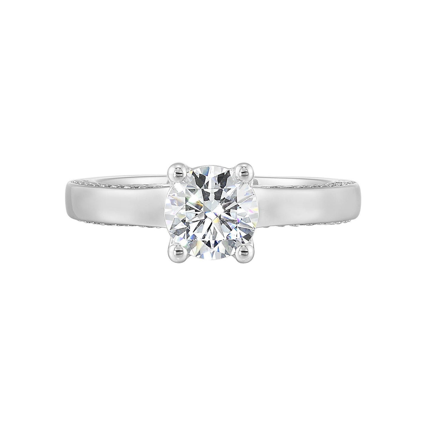 14Kt White Semi Mount 1/4Ctw For 1Ct Round Center