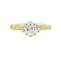 14Kt Yellow Semi Mount 1/4Ctw For 1Ctw Oval Center