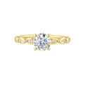 14Kt Yellow Semi Mount 1/4Ctw For 1Ctw Round Center