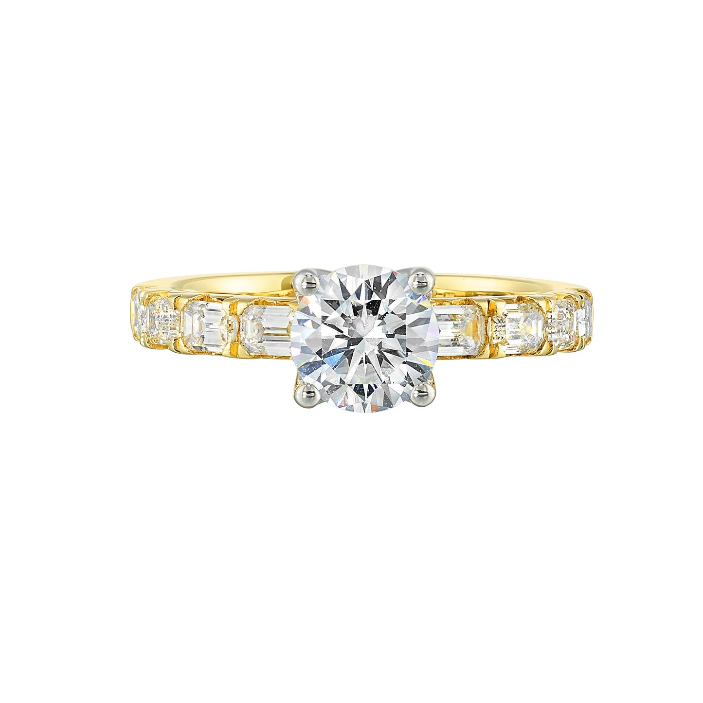 14Kt Yellow Semi Mount 5/6Ctw For 1Ctw Round Center
