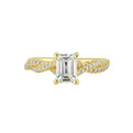 14Kt Yellow Semi Mount 1/3Ctw For 1 1/2Ctw Emerald Cut Center