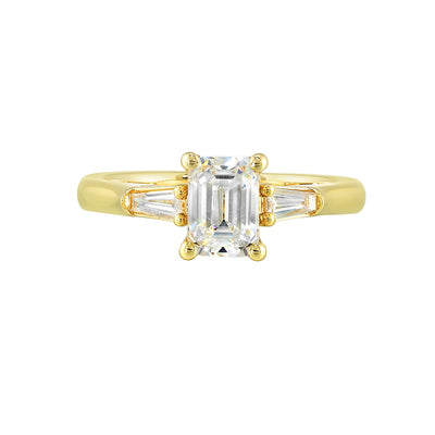 14Kt Yellow Semi Mount 1/3Ctw For 1 1/2Ctw Emerald Cut Center