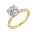 14Kt White Yellow Semi Mount 1/5Ctw For 2Ct Round Center