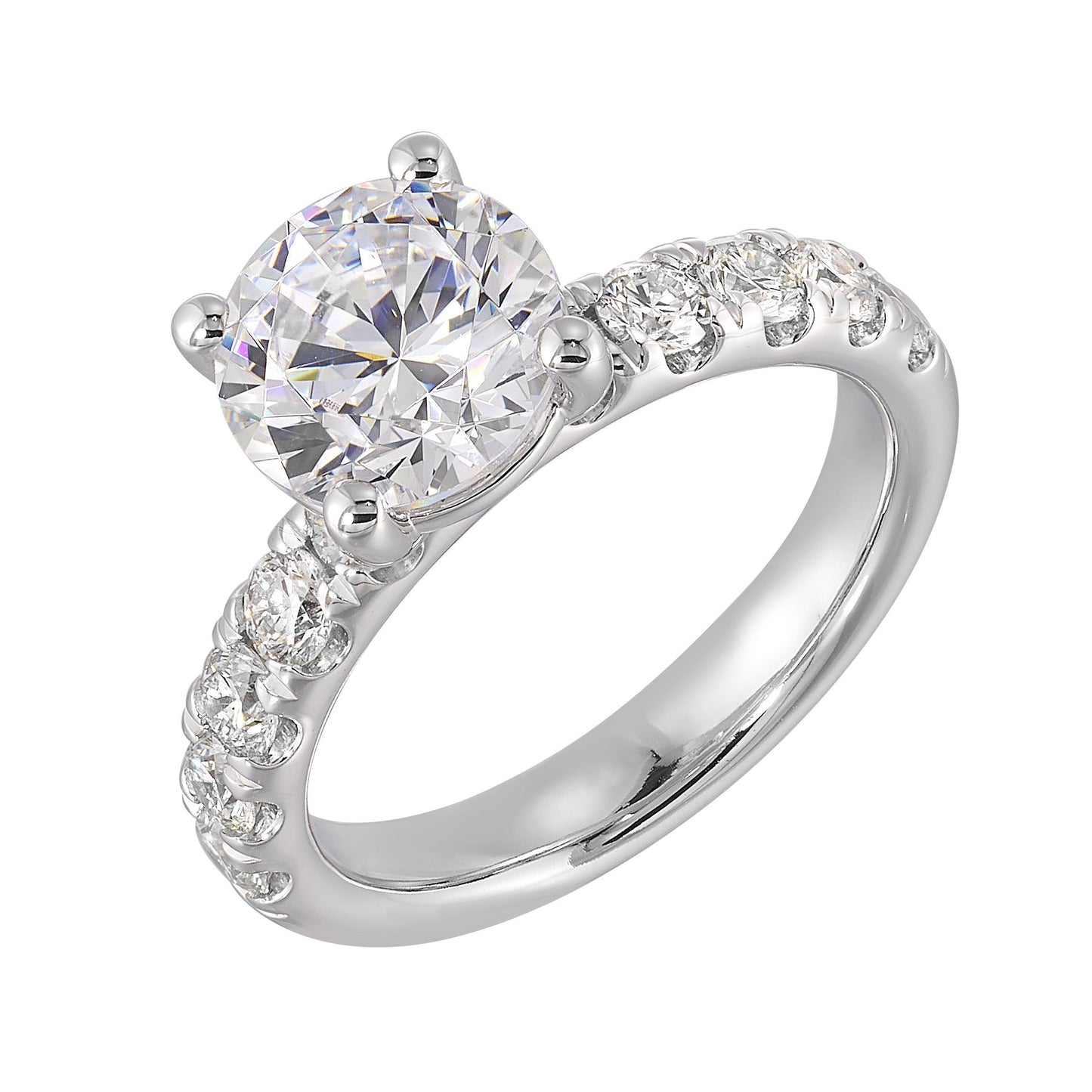 14Kt White Semi Mount 7/8Ctw For 2Ct Round Center
