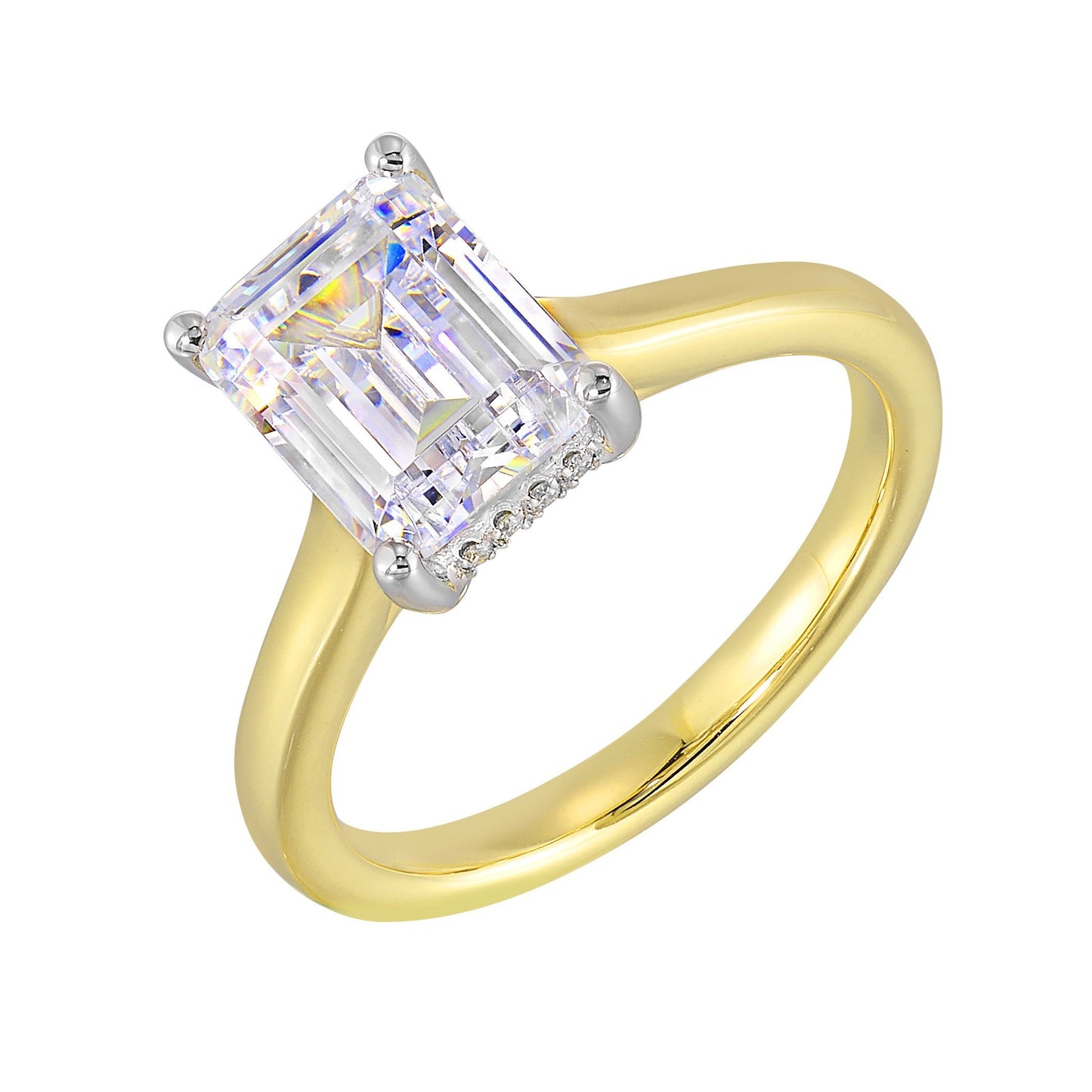 14Kt White Yellow Semi Mount 1/15Ctw For 2Ct Oval Center