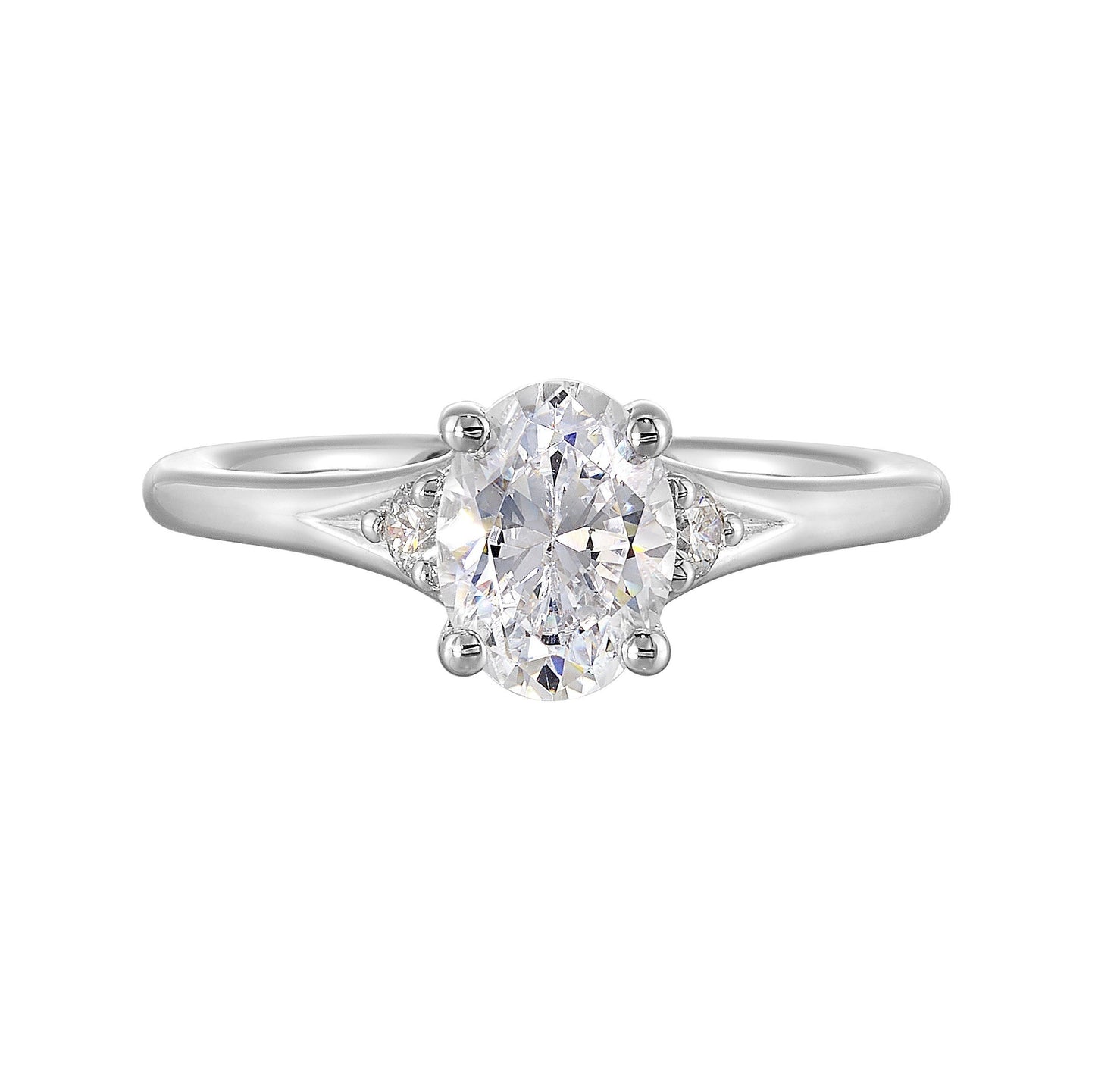14Kt White Semi Mount 1/10Ctw For 1Ct Oval Center