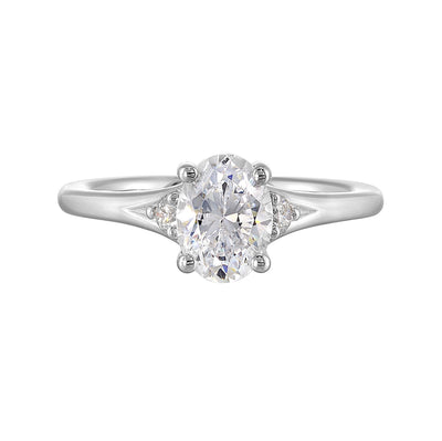 14Kt White Semi Mount 1/10Ctw For 1Ct Oval Center