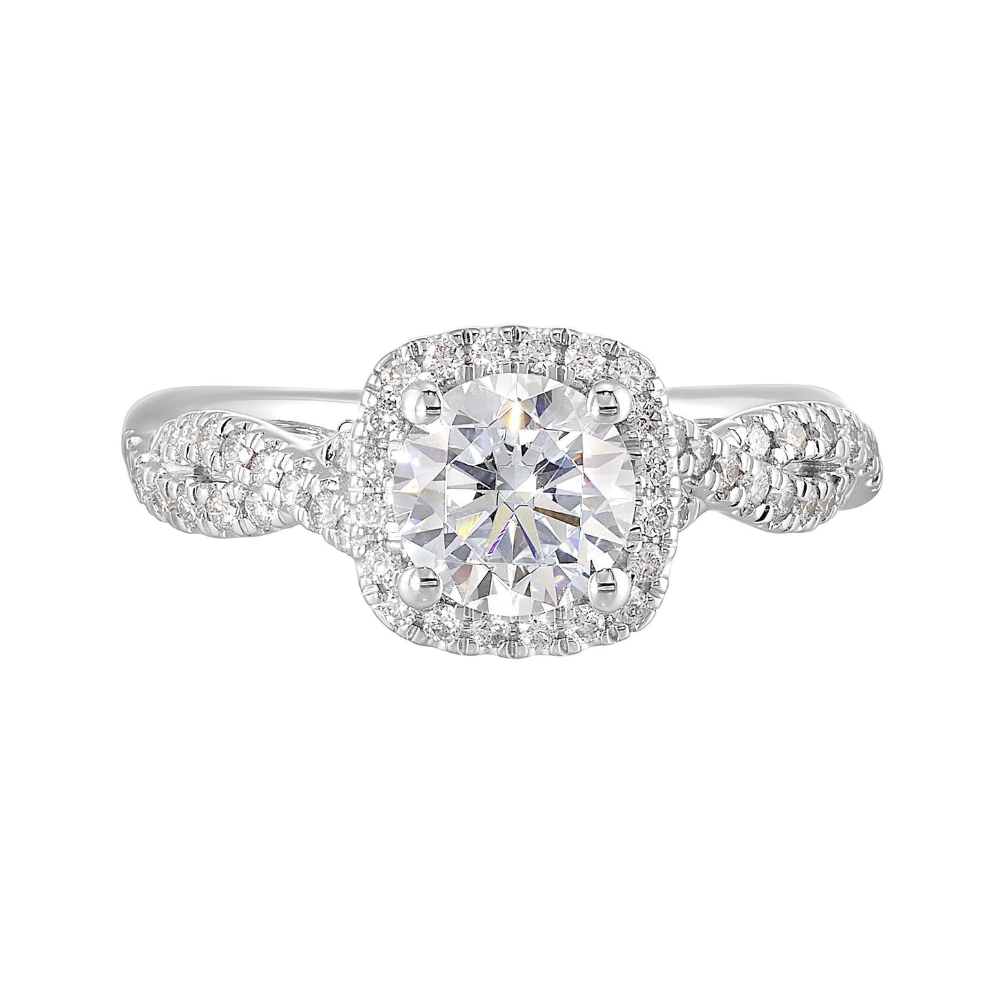 14Kt White Semi Mount 1/3Ctw For 1Ct Round Center