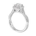 14Kt White Semi Mount 1/3Ctw For 1Ct Round Center