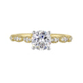 14Kt White Yellow Semi Mount 1/6Ctw For 1Ct Round Center