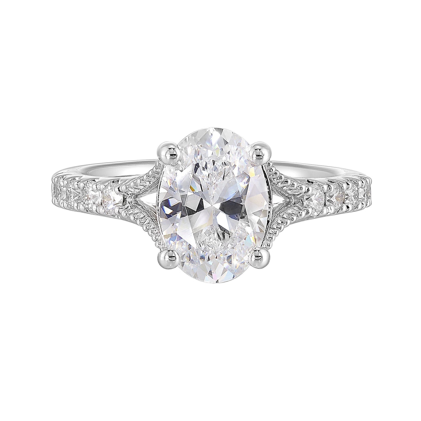 14Kt White Semi Mount 1/3Ctw For 2Ct Oval Center