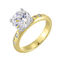 14Kt Whiite Yellow Semi Mount 1/10Ctw For 2Ct Round Center