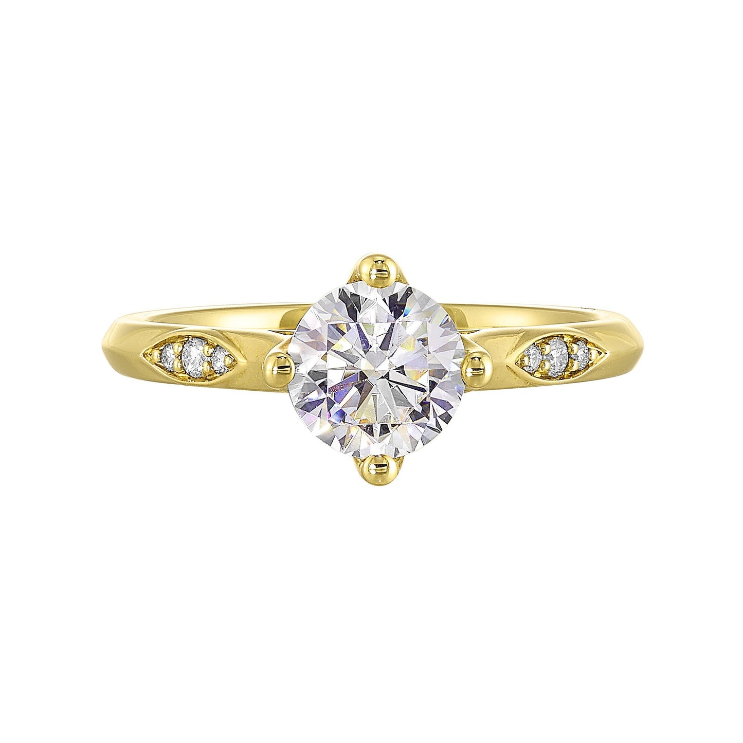 14Kt Yellow Semi Mount 1/20Ctw For 1Ct Round Center