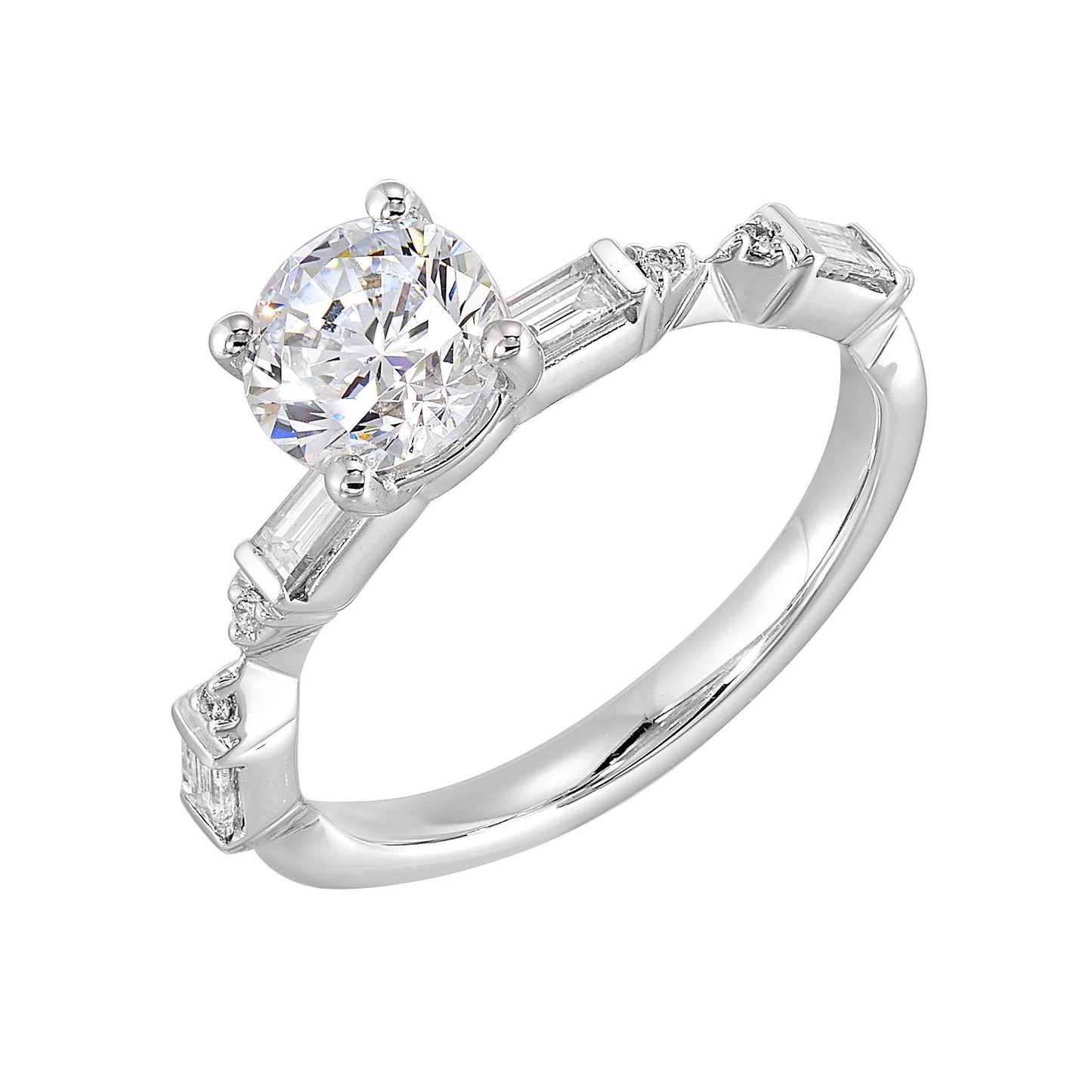 14Kt White Semi Mount 1/3Ctw For 1Ct Round Center