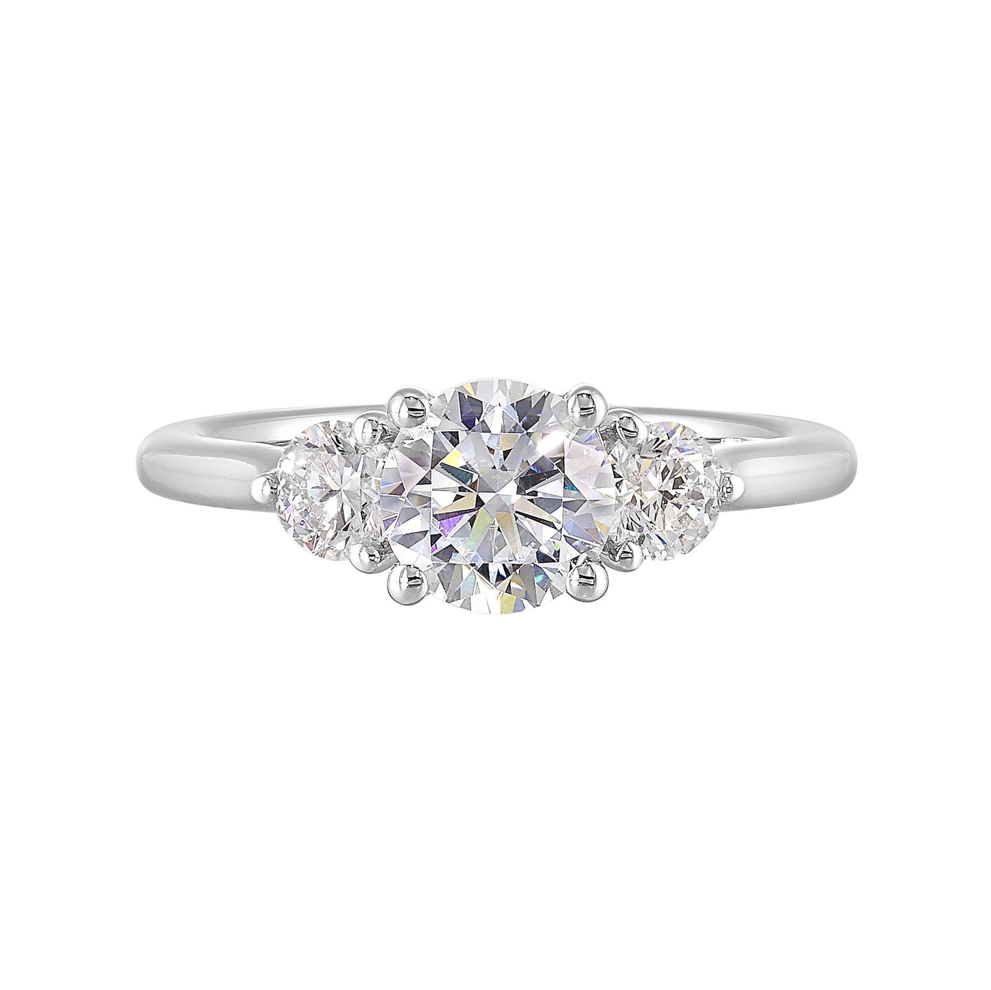 14Kt White Semi Mount 1/2Ctw For 1Ct Round Center