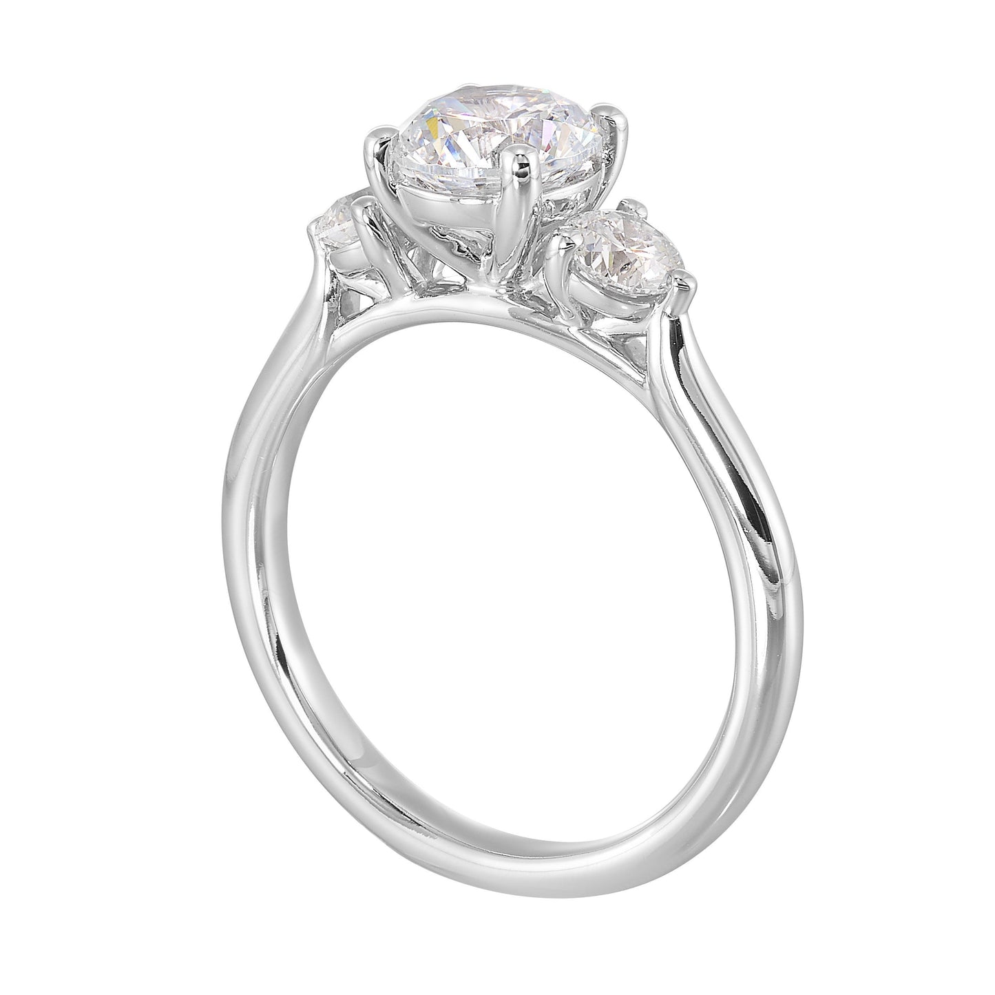 14Kt White Semi Mount 1/2Ctw For 1Ct Round Center
