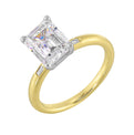 14Kt White Yellow Semi Mount 1/15Ctw For 2Ct Emeral Cut Center