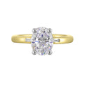 14Kt White Yellow Semi Mount 1/20Ctw For 2Ct Oval Center