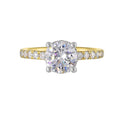 14Kt White Yellow Semi Mount 3/8Ctw For 1 1/2Ct Round Center