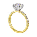 14Kt White Yellow Semi Mount 3/8Ctw For 1 1/2Ct Round Center