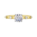 14Kt White Yellow Semi Mount 1/6Ctw For 1Ct Round Center