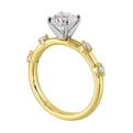 14Kt White Yellow Semi Mount 1/6Ctw For 1Ct Round Center