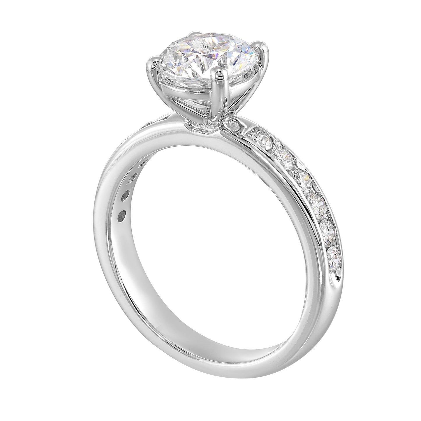 14Kt White Semi Mount 3/8Ctw For 1 1/2Ct Round Center