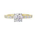 14Kt White Yellow Semi Mount 1/6Ctw For 1Ct Round Center