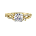 14Kt White Yellow Semi Mount 1/8Ctw For 1Ct Round Center